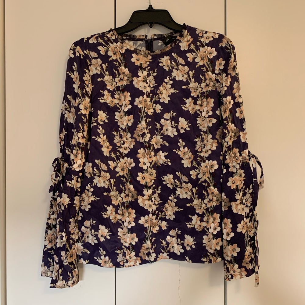 Club Monaco Purple Floral Silk Top